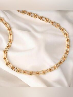 U Shape Graduated Gold Link Chain Necklace - Jewelry